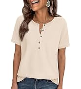 PRETTYGARDEN Waffle Knit Tops for Women Short Sleeve Henley Shirts 2026 Summer Blouses Dressy Cas...