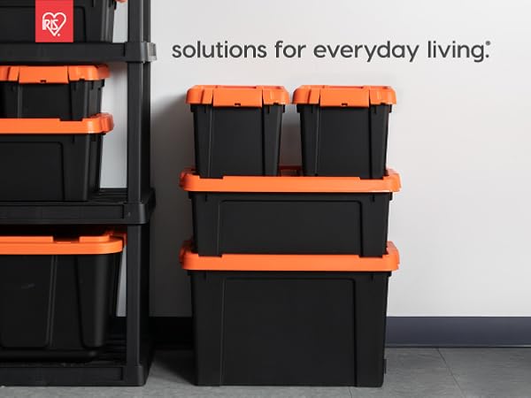 Lockable Storage Bins with Lids Heavy Duty, Stackable Containers, Garage Organizing Bins Moving Tubs