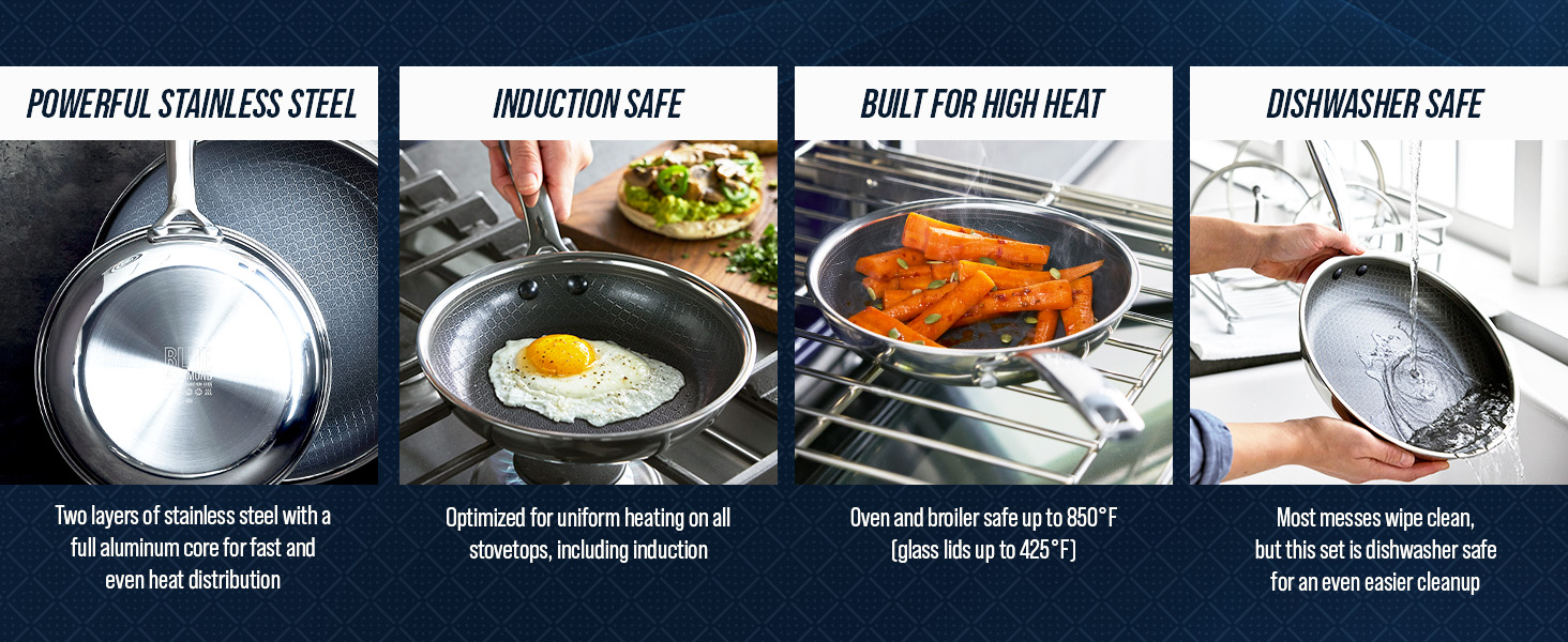 Blue Diamond, Diamond Bond, Nonstick Cookware, Toxin-free, Hybrid cookware