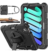 SEYMAC stock iPad Mini 6 Case 8.3’’ 2021 with Screen Protector Pencil Holder [360 Rotating Hand S...