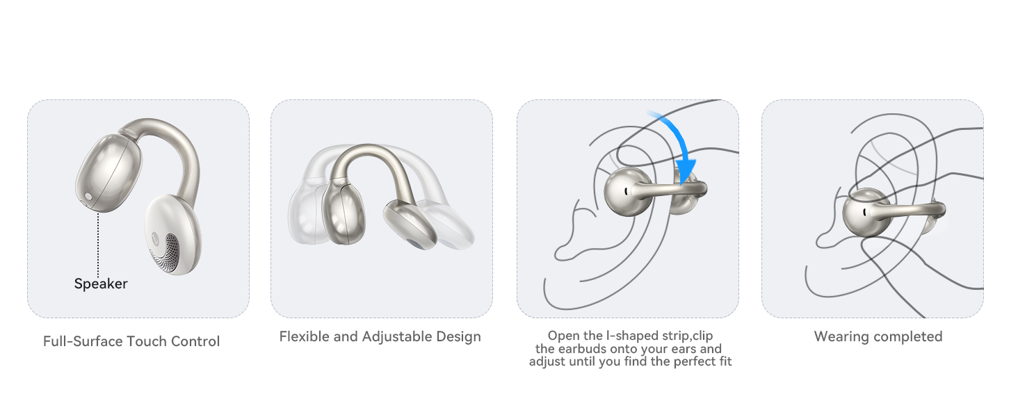 JOYROOM OE3 Clip-On Earbuds, Wireless Open Ear Earbuds Headphones