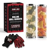 Blazin' Grill Rolling Grill Basket | 2x Rolling Grilling Baskets for Outdoor Grilling | Barbecue ...
