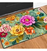 2x3FT Area Rug Colorful Floral Garden Indoor Entryway Rug, Washable Non Slip Front Door Rugs for ...