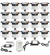 LED Deck Lights Kit RGBW 20pcs F1.22 Low Voltage Recessed Deck Lamp In-ground Lights Waterproof O...