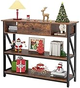 Mexin 39 Inch Console Sofa Table with Drawer, Entryway Table with Storage Shelves, Industrial Woo...