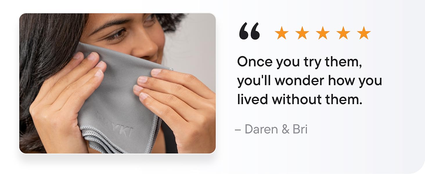 Customer review showing DRYKI pocket towel for sweat in everyday use