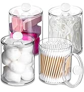 XIPENGKEJI 4 Pack Qtip Holder,Canister Apothecary Jar Set, Bathroom Jars with Lids Set for Cotton...