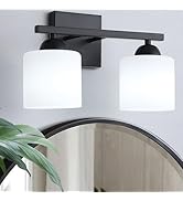 QHANTOMIZE 2-Light Matte Black Vanity Light, Modern Bathroom Light Fixtures Over Mirror, Bathroom...