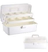 BTSKY 3-Layer 16 Inch Clear Plastic Dividing Storage Box Craft Organizer and Storage with Adjusta...