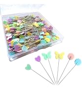 300pcs Sewing Pins Flat Head Straight Pins with Butterfly Heads, Long 2.16inch Quilting Pins for ...