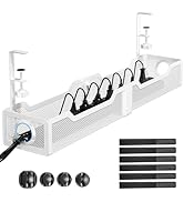 [Upgraded] Extra Large Under Desk Cable Management, Cinati 25" Wire Organizers No Drill, Cable Tr...