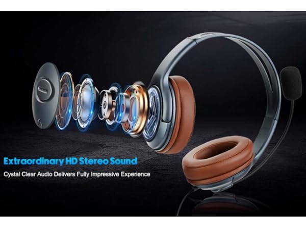 stereo USB headset, big ear headset USB, wired over ear headset, over ear headset for work