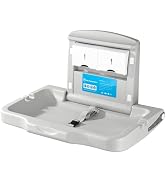 Fold-Down Baby Changing Diaper Station - Horizontal Wall Mounted, Sturdy &amp; Durable with Safety St...