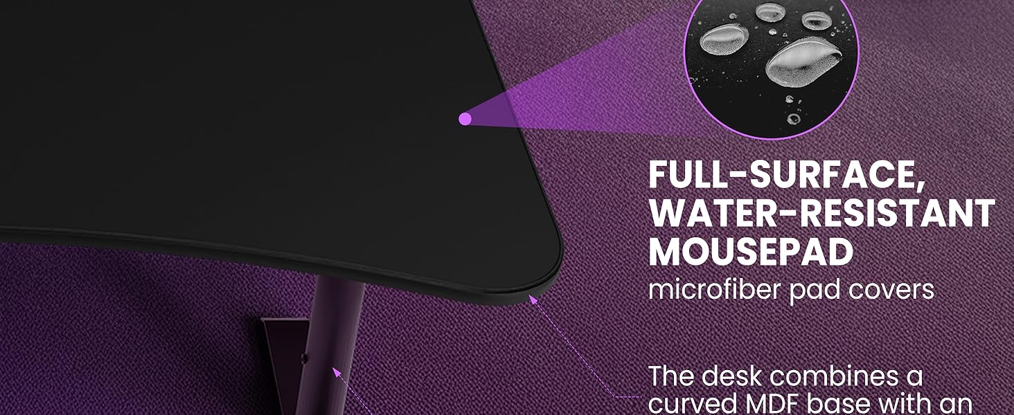 Desk gaming setup ready with wide desktop &amp;amp; sturdy frame