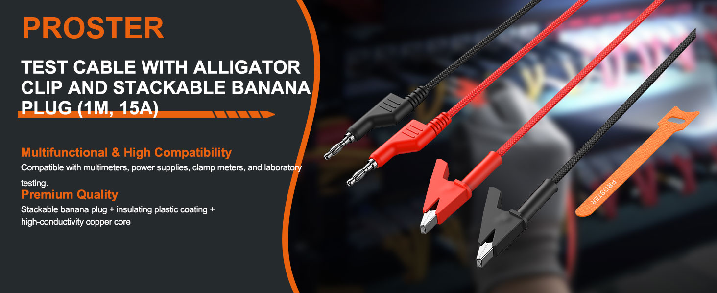 Stackable Banana Plug to Alligator Clip 