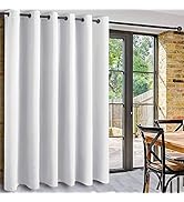 DWCN White Room Divider Curtain for Extral Wide Windows -Blackout Total Privacy Divider for Patio...