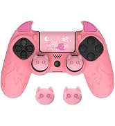 PlayVital Cute Demon Controller Skin for ps4 with Thumb Grips &amp; Stickers, Kawaii Anti-Slip Silico...
