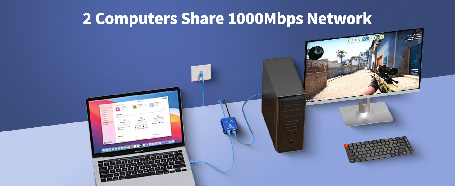 Ethernet Splitter 1 In 2 Out