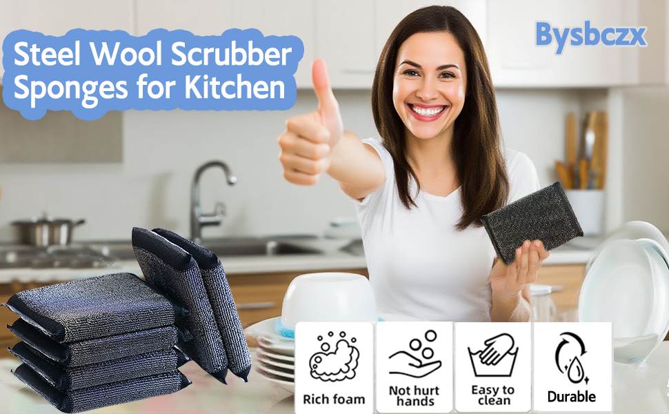 Steel Wool Scrubber Dish Sponges