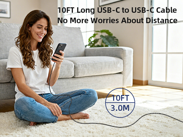 10FT Type C Fast Charging Cord Compatible with iPhone 17/iPhone Air