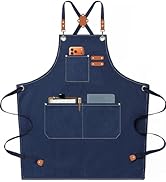 AFUN Chef Aprons for Men Women with Oversized Pockets, 16-Ounce Cotton Canvas Cross Back Heavy Du...