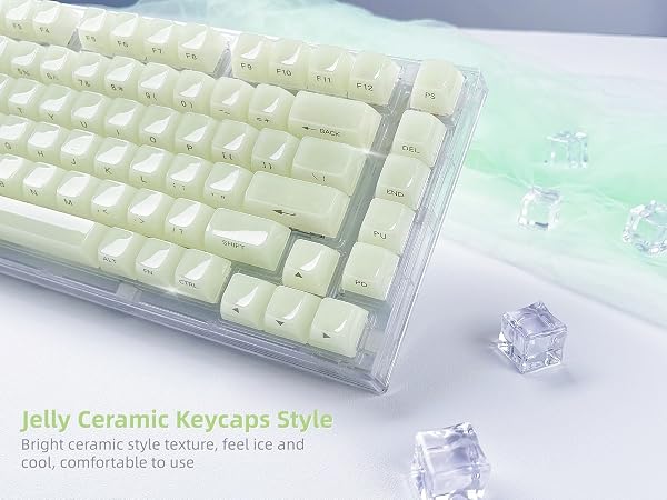 Womier Keyboard Keycaps Jelly - Ceramic Keycaps Style, Clear Creamy Green Key Cap