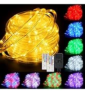 66ft 200LED Rope Light Outdoor String Lights, 24 Colors+Warm White Outdoor LED Lights Plug in, RG...