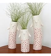 MOUGIGI Family Face Vases Set of 3 - Cute Handmade Ceramic Bud Vases for Pretty Flowers - Unique ...