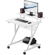 Dripex Computer Desk for Small Spaces, 27.5 inch Small Computer Desk, 3 Tier Compact Desk with Mo...
