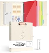 Ospelelf 3 Ring Binder 1 Inch Linen Binder Organizer with Zipper Pouch, Hardcover Clipboards with...