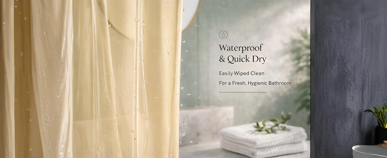 beige shower curtain liner waterproof bath liner PEVA plastic shower curtain transparent