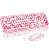 MOFII Wireless Keyboard and Mouse Combo, 2.4GHz Retro Typewriter Keyboard Full Size, Quiet Click ...
