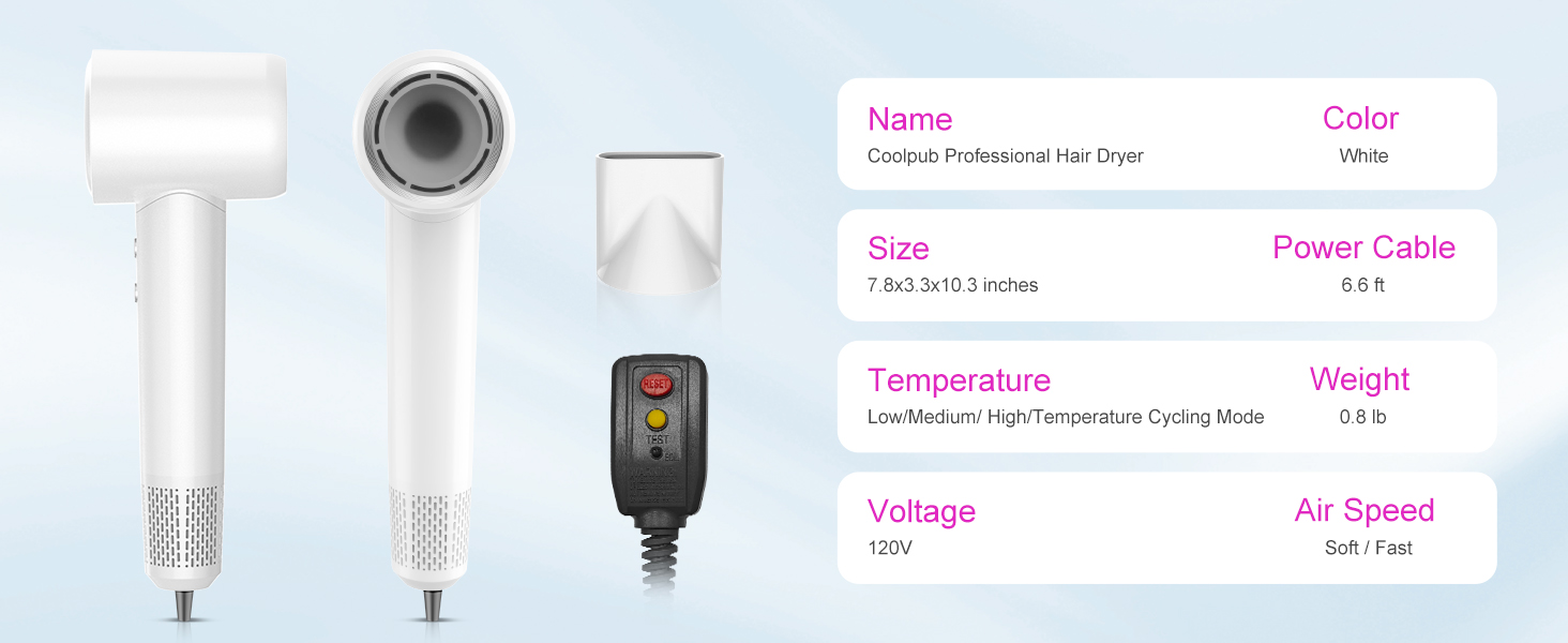 Hair Blow Dryer,High-Speed hairdryer Thermo-Control Hair dryers Fast Drying Women Home Travel Salon