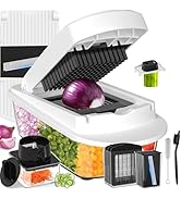 12 Blade All-in-1 Vegetable Chopper Mandoline Slicer with Container, Spiralizer with Containers, ...