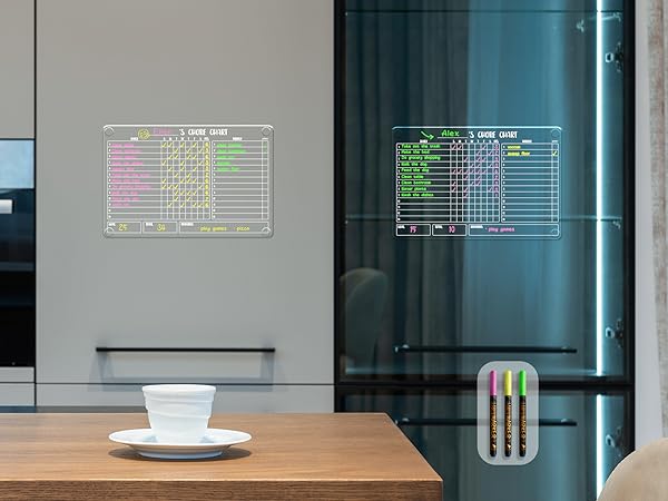 JJPRO Clear Dry Erase Chore Chart