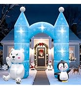 10FT Christmas Penguin Polar Bear Inflatable Arch Outdoor Decoration Snowflake Castle Blow Up Yar...