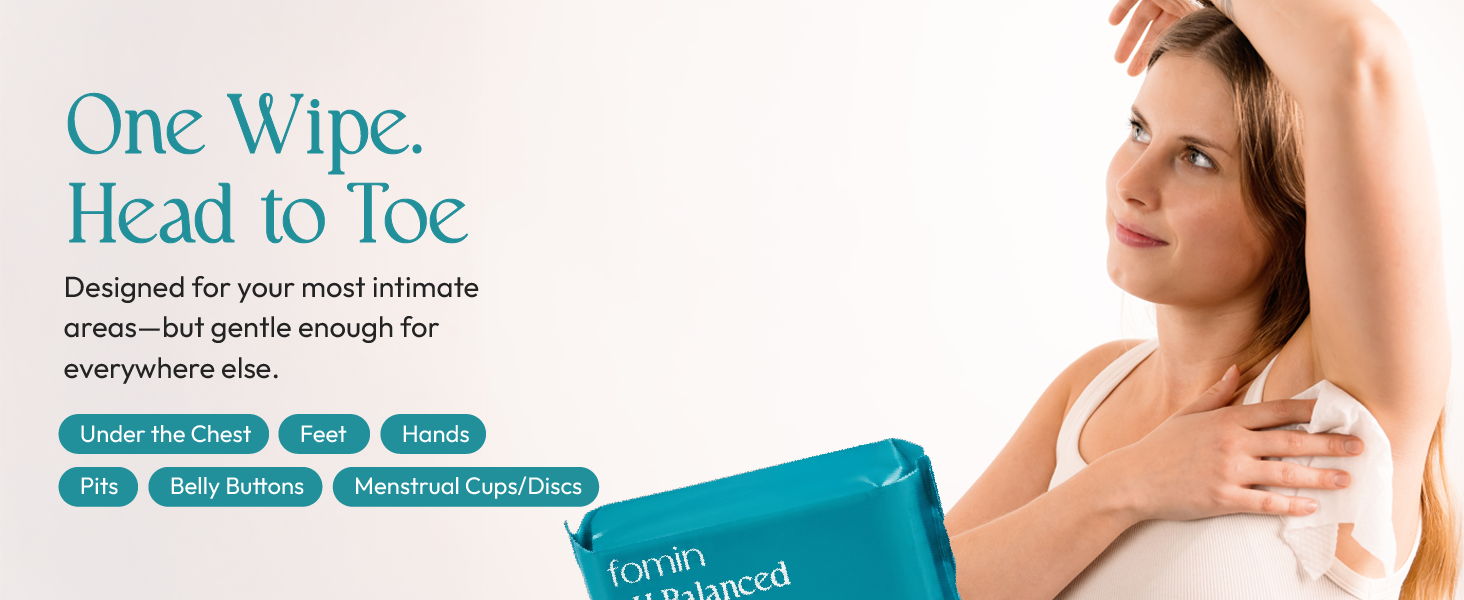 Feminine Mini Wipes New - pH Balanced - Minty Fresh
