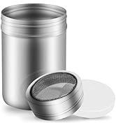 Powdered Sugar Shaker Duster Stainless Steel Powdered Sugar Fine Mesh Shaker with Lid for Cinnamo...