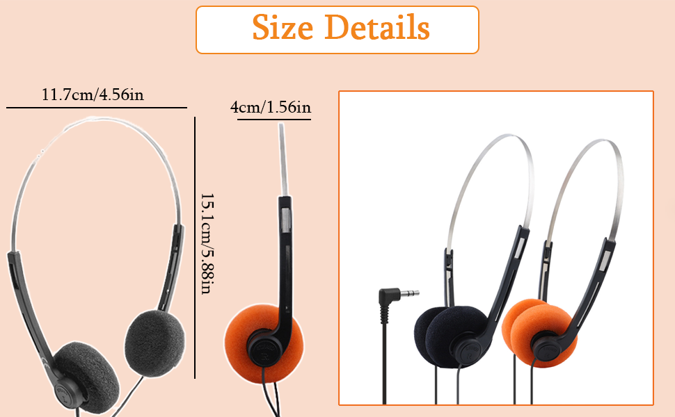 Retro Over-Ear Earphones Headphones with Cord 80s 90s Vintage Headset Wired