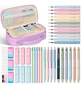 Taja 39 PCS Aesthetic Stationery Set with Pencil Case, 6 Gel Pens, 12 Pastel Highlighters, 5#2 Pe...
