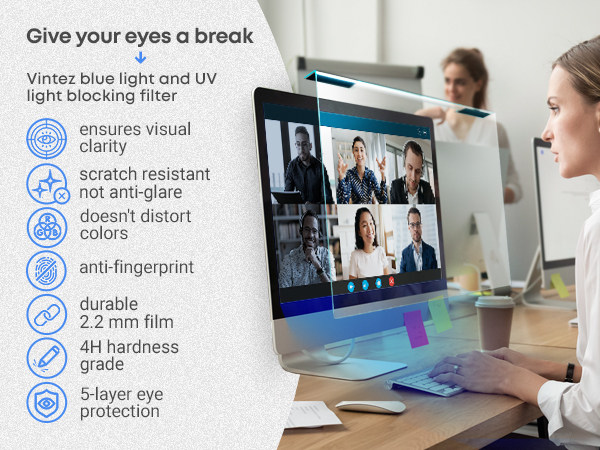 anti blue light blocking screen protector for computer filter inch panel monitor uv protection frame