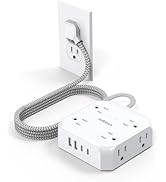 Surge Protector Power Strip, Ultra Thin Flat Plug Extension Cord with 8 Widely Outlets 4 USB Port...