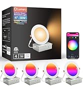 Lumary 4 Inch Smart WiFi Recessed Lights, 9W 780LM Ultra-Thin LED Recessed Lighting, Smart LED Wa...