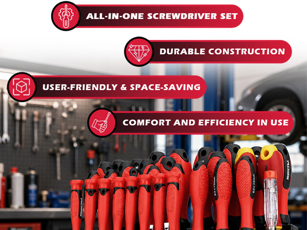 101-Piece Magnetic Screwdriver Set with 60 Bits, Ratchet and Storage Rack