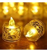 SupBri 12 Pack Crystal LED Tea Light Candles, Battery Operated, Flameless, Kids &amp; Pets Friendly, ...
