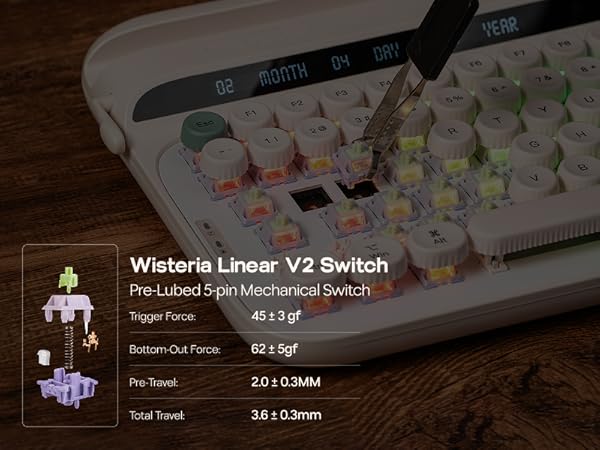 EPOMAKER Glyph Wireless Typewriter Retro Mechanical Keyboard