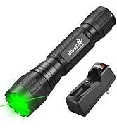 ULTRAFIRE Green Hunting LED Flashlight, 10W Single Mode Green Light, 350 Yards Super Bright Hog P...