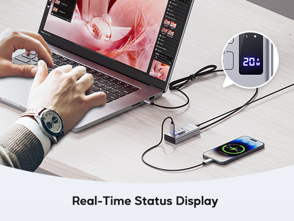 Powered USB C Hub,4 in 1 USB C Hub