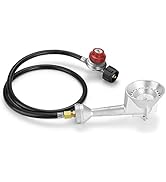 WADEO High Pressure Cast-Iron Round Burner Head, Propane Burner Head with 4FT 20 PSI Adjustable H...