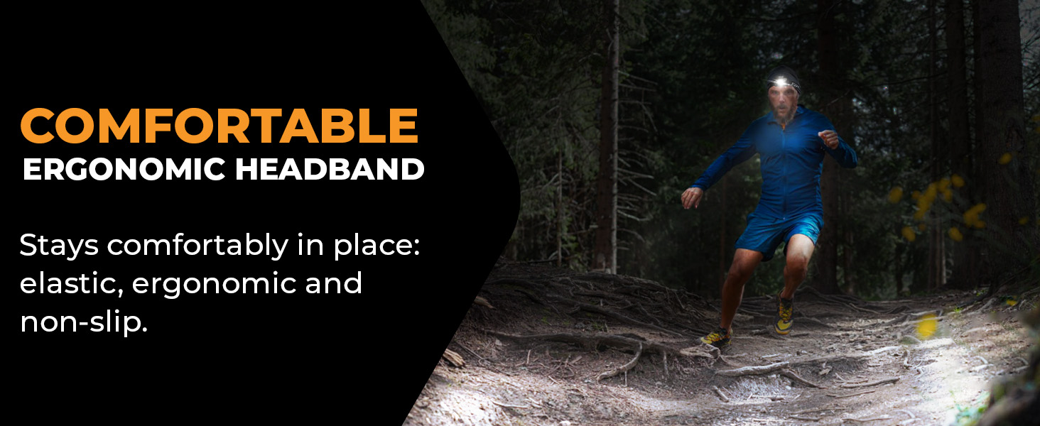 Comfortable ergonomic headband. Stays comfortably in place: elastic, ergonomic and non-slip.